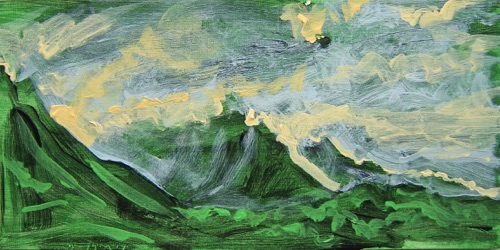 Na Pali III, 6" x 12", acrylic on paneled paper, 2014. Na Pali III, 6" x 12", acrylic on paneled paper, 2014.